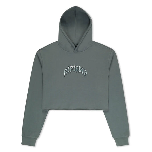 MOTHER NERM CROPPED HOODIE (CHARCOAL )