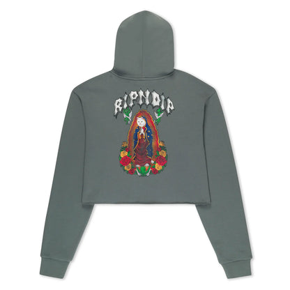 MOTHER NERM CROPPED HOODIE (CHARCOAL )
