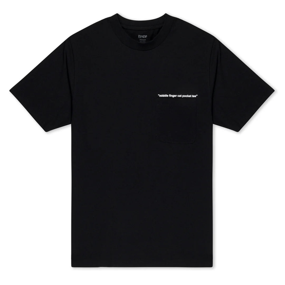 Middle Finger Cat Pocket Tee (Black)