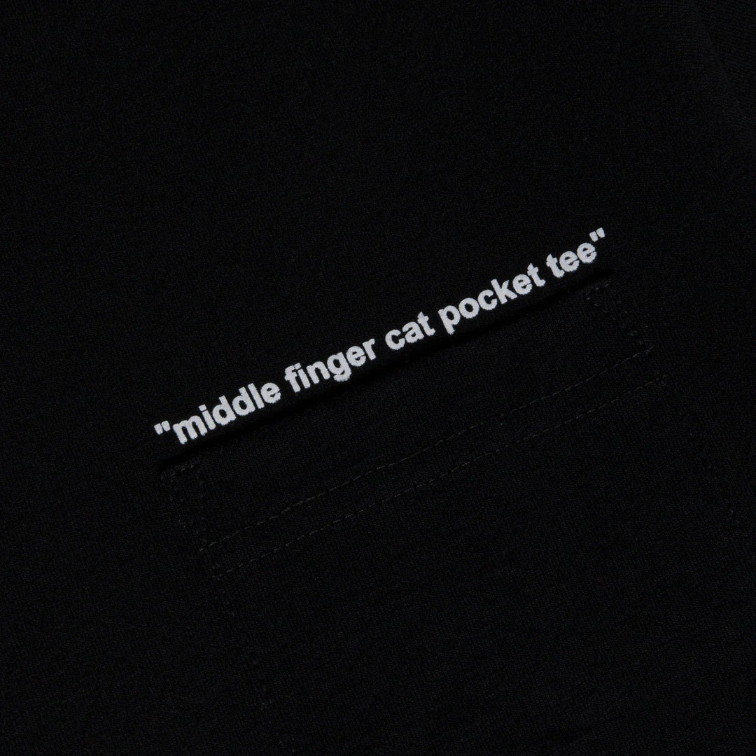 Middle Finger Cat Pocket Tee (Black)