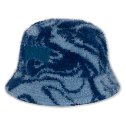 Psychedelic Faux Mohair Bucket Hat (Dark Slate)