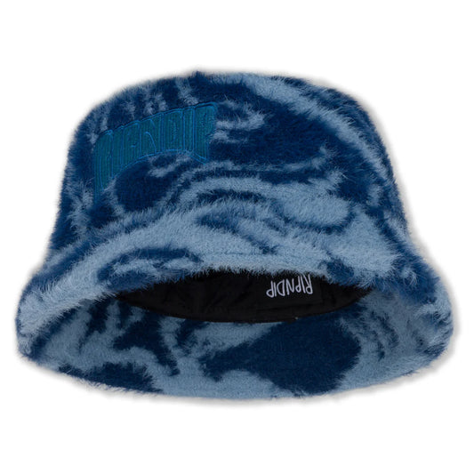 Psychedelic Faux Mohair Bucket Hat (Dark Slate)