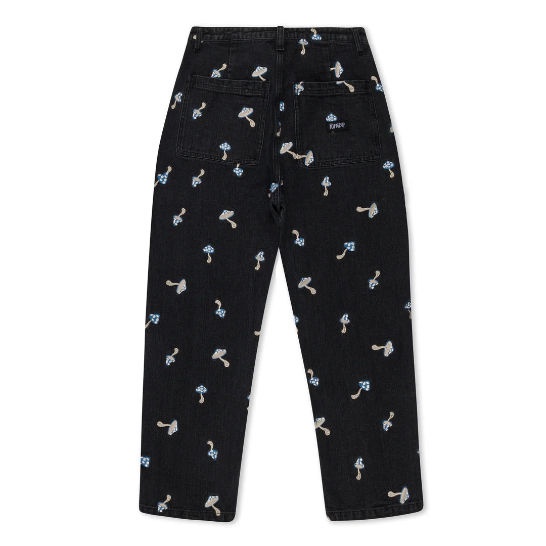 EUPHORIA WIDE LEG DENIM PANTS (BLACK WASH)