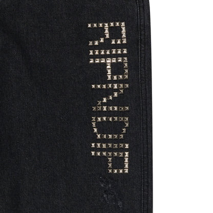 ROCKSTAR DISTRESSED DENIM PANTS (BLACK)