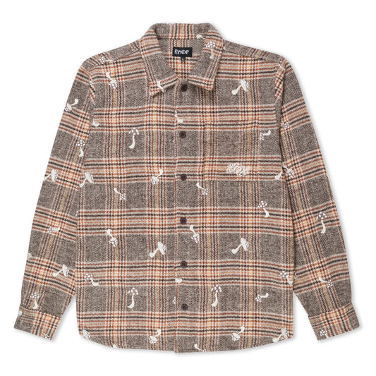 EUPHORIA BUTTON UP PLAID JACKET (BROWN PLAID)