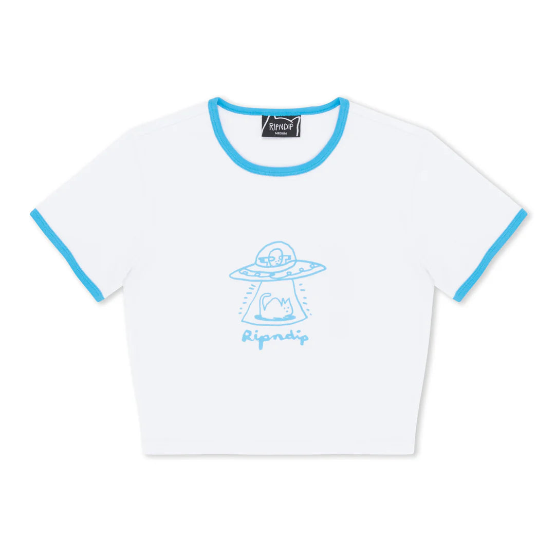 BLONDED CROPPED RINGER TEE (WHITE)