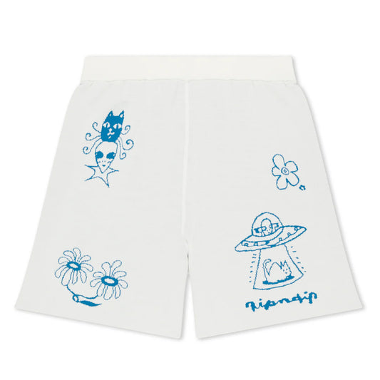 BLONDED KNIT REVERSIBLE WOMENS SHORTS (OFF WHITE)