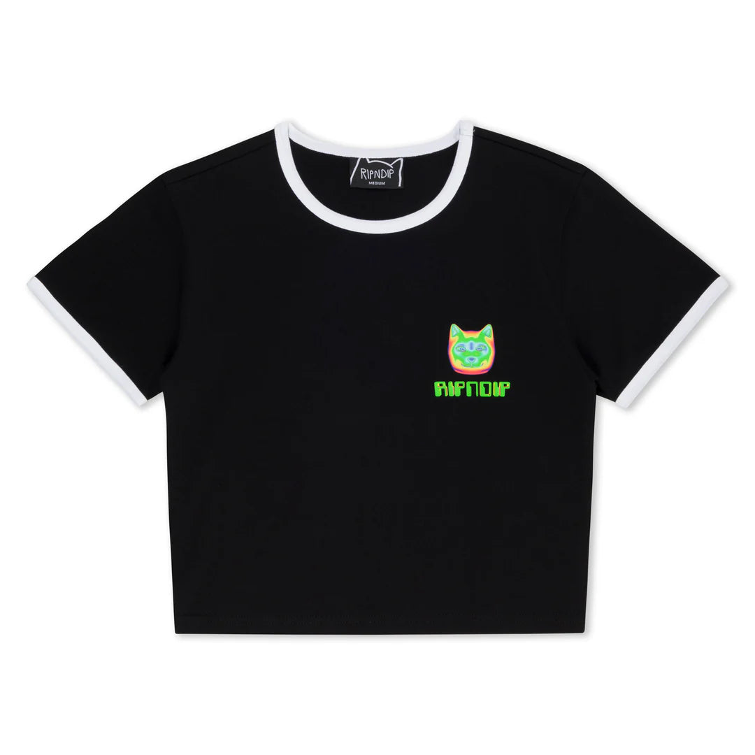 THERMAL NERMAL CROPPED RINGER TEE (BLACK)