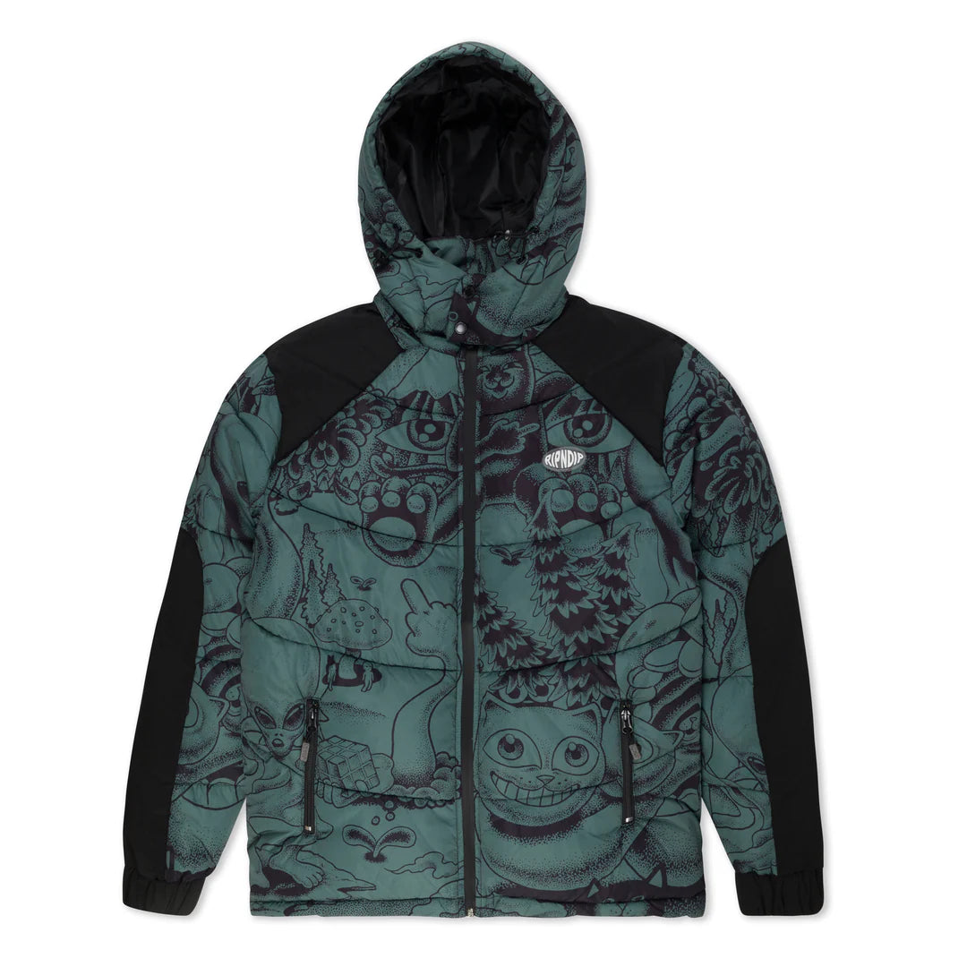 DARK TWISTED FANTASY PUFFER JACKET (OLIVE/BLACK)