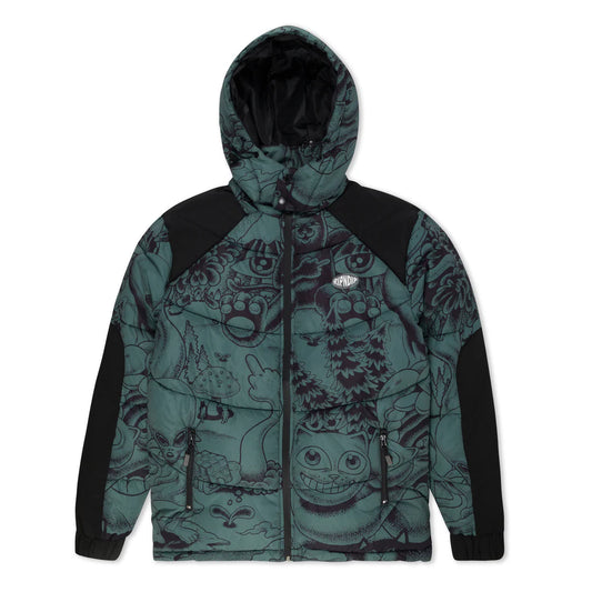 DARK TWISTED FANTASY PUFFER JACKET (OLIVE/BLACK)