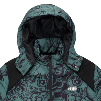 DARK TWISTED FANTASY PUFFER JACKET (OLIVE/BLACK)