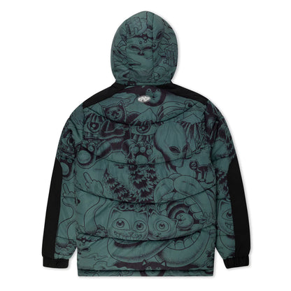 DARK TWISTED FANTASY PUFFER JACKET (OLIVE/BLACK)