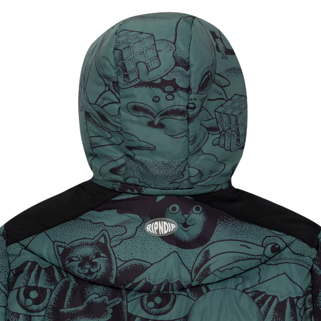 DARK TWISTED FANTASY PUFFER JACKET (OLIVE/BLACK)