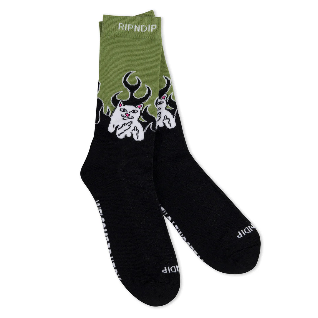 Welcome To Heck Socks (Black/Light Forest)