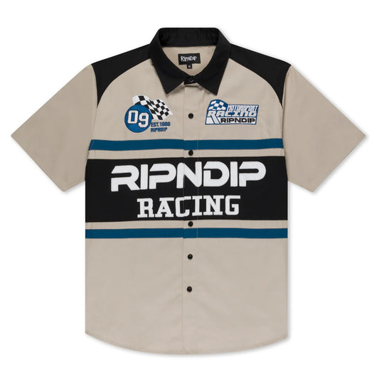RIPNRACE BUTTON UP SHIRT (OFF WHITE)