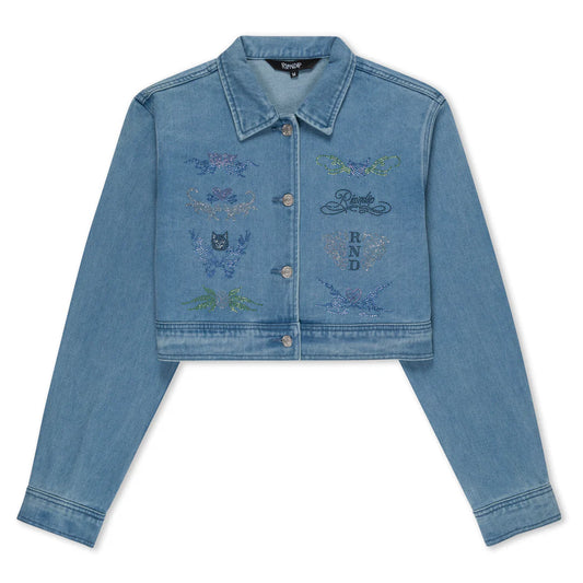 HYAENA CROPPED DENIM JACKET (MEDIUM WASH)