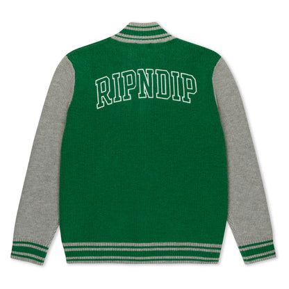 TEAM SPIRIT VARSITY CARDIGAN (GREEN/GREY)