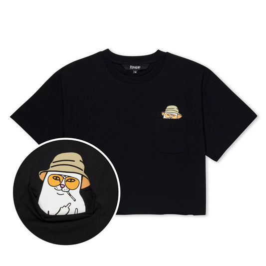 NERMAL S THOMPSON CROPPED BABY POCKET TEE (BLACK)