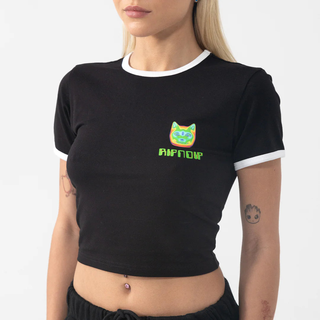 THERMAL NERMAL CROPPED RINGER TEE (BLACK)