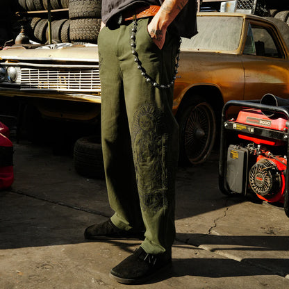 MOTHER NERM TWILL PANTS (DARK OLIVE)