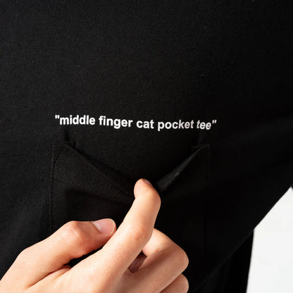 Middle Finger Cat Pocket Tee (Black)