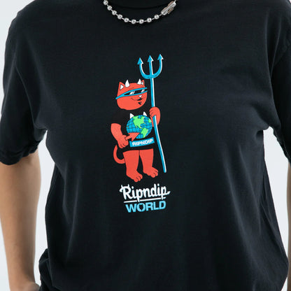 DEVILNERM  WORLD  TEE    (VINTAGE BLACK)